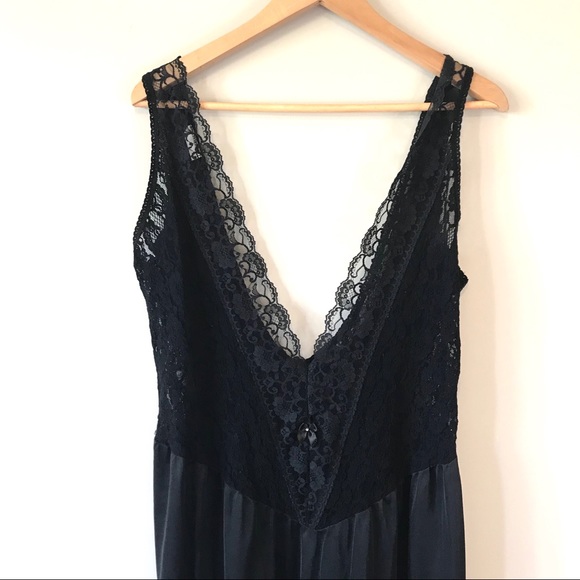 Vintage Other - 2/$30 Vintage black lace chemise slip nightgown